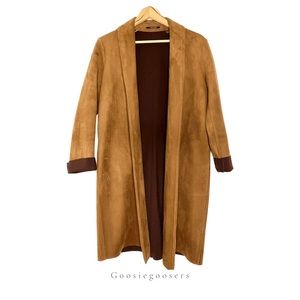 T TAHARI Long Coat | Size: S | Color: Brown | Vegan Suede